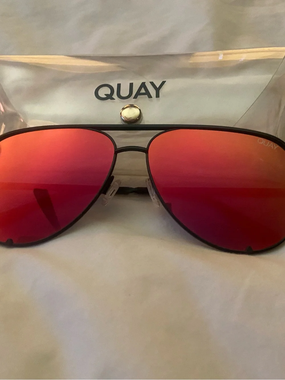 QUAY Aviator Sunglasses with Red Mirrored Lenses